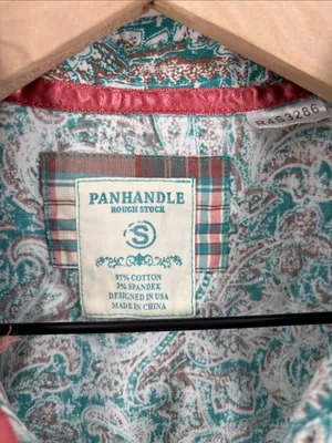 Panhandle rough stock small teal print pearl snap shirt thumbnail 2