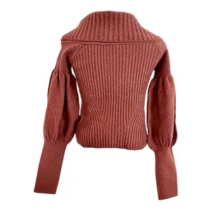 ANTHROPOLOGIE The Tessa Off The Shoulder Puff Sleeve Sweater Mauve NEW thumbnail 6