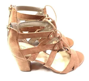 Sam Edelman Emilia suede leather beiege strappy open toe ankle heels sz 8 thumbnail 1