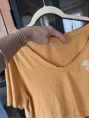 Aerie cropped beach bum tee top tangerine short sleeve vneck thumbnail 3