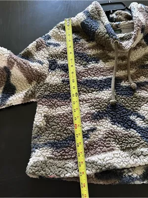 wild fable Cream & Olive Sherpa Hoodie thumbnail 6