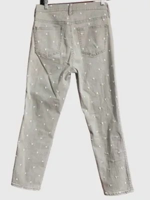 J.Crew Gray Polka Dot High Rise Cropped Straight Leg Jeans Size 29 thumbnail 4
