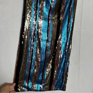 NWT Lulus Just Your Stripe Blue and Gold Sequin‎ Bodycon Mini Dress Size XS thumbnail 5