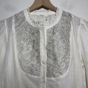 NEW Anthropologie Floreat Women Cotton Top 6 Ivory Embroidered Cottage Peasant‎ thumbnail 4