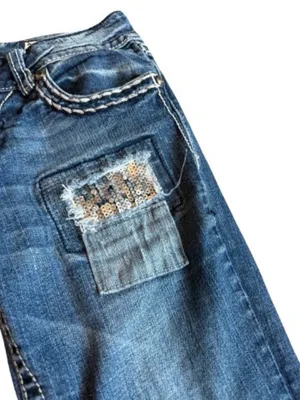 Miss Me JE544OBL Boot Dark Wash Patchwork Sequin Bootcut Jeans Size 29 Women's thumbnail 12