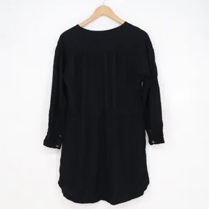 Abercrombie & Fitch Black Long Sleeve Button Front Drawstring Tunic Dress Small thumbnail 3
