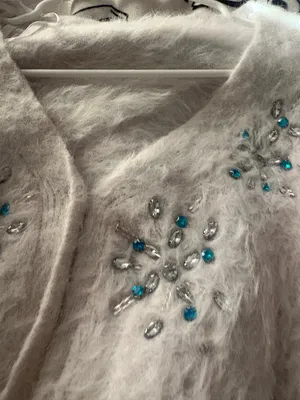 White fuzzy sweater snowflake embellishments thumbnail 3