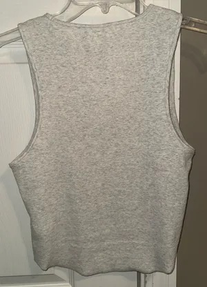 American Eagle Outfitters AE heather Gray high neck daily fave Ribbed Tank Top thumbnail 2
