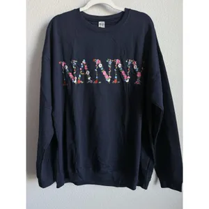 God Merch Embroidered Nanny Floral Sweatshirt Crewneck Navy Flower Grandma 2X thumbnail 6
