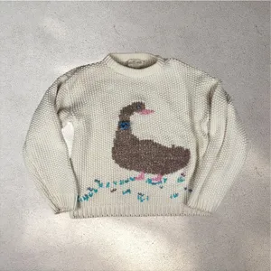 VTG 70s Jantzen Knit Duck Sweater Women's S Cream Country Cottage Prairie Autumn thumbnail 2