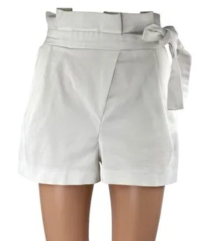 Zara Women's White High Waisted Tie Waist Paperbag Casual Mini Shorts Size XS thumbnail 1