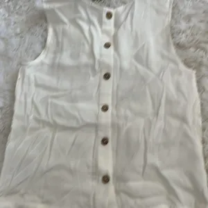 Sleeveless Lace Top W\Fringe Trim Color White Size M NWT thumbnail 7