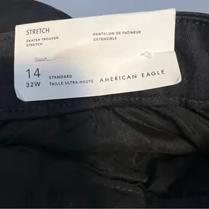 American Eagle Skater Trouser Pants 14 Black Wide Leg Stretch 32” NWT thumbnail 6