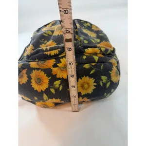 Sunflower Canvas Sling Backpack Black Yellow Floral Crossbody Shoulder Bag thumbnail 5