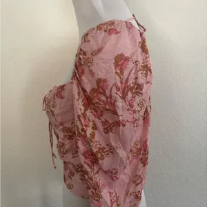Free People Floral Crop Top M Pink Combo Smocked Puff Sleeve OB1569574 thumbnail 7