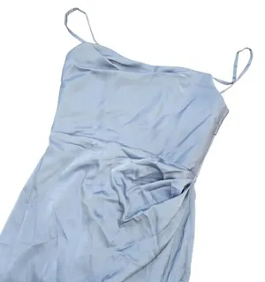 Azazie Leonis Dusty Blue Sheath Strapless Chiffon removeable strap evening gown thumbnail 10
