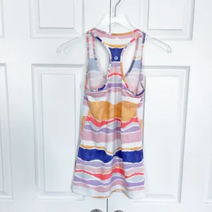 Lululemon Cool Racerback Tank Bleacher Stripe White Iris Flower Y2K Athleisure thumbnail 4