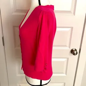 Gap|| Pink 3/4 sleeve cardigan sweater with button accent on sleeves thumbnail 5