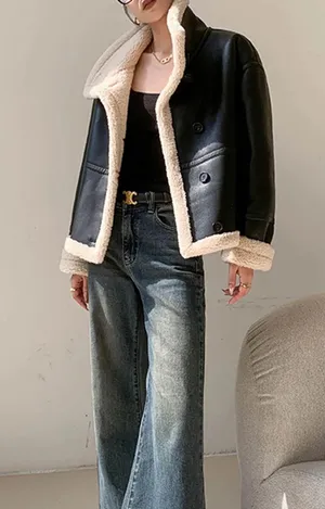 Commense Fleece Lined Faux Leather Jacket size small thumbnail 1