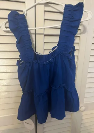 Ruffle trim peplum top Blue thumbnail 2