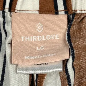 ThirdLove Shorts Womens Large Brown White Striped Cotton Lounge Beach Sleep thumbnail 2