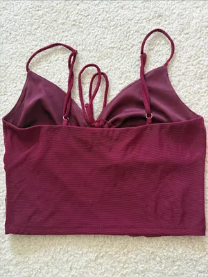 Urban Outfitters Burgundy Mesh Lace-Up Crop Top thumbnail 4
