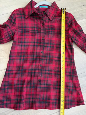 Vintage Alice + Olivia Red Black Plaid Wool Viscose Flounce Sleeve Fall Top S thumbnail 7