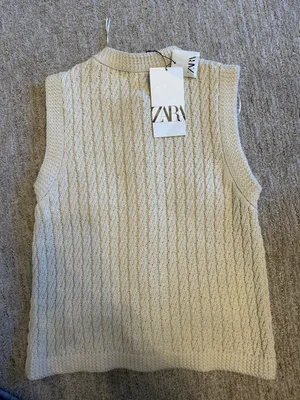 ZARA Knit Sweater Vest Cable thumbnail 2