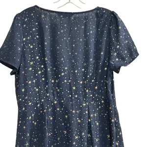 Allegra K Women's Star Print A-Line Short Dress Blue Gold‎ Stars Size M thumbnail 10