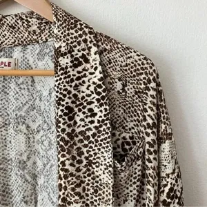 Free‎ People Wild Nights Snake Print Kimono Duster Brown Size S thumbnail 5