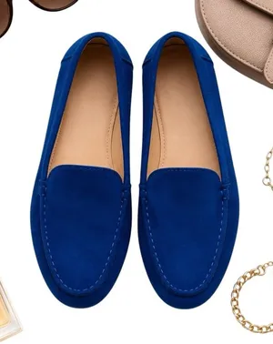 L.K. Bennett Blue Suede Loafers Moccasins Flats Made Italy Women's Size 36 NWOT thumbnail 1