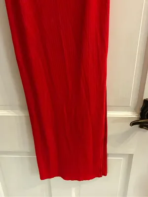 Red Ribbed Slip Maxi Dress - Women Size Small thumbnail 4