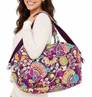 Vera Bradley Overnight Bag Women L Plum Crazy Purple Floral Paisley Travel thumbnail 1