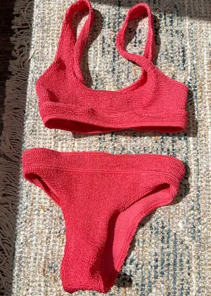 Frankie's Bikinis Coral Textured Bikini Set thumbnail 1