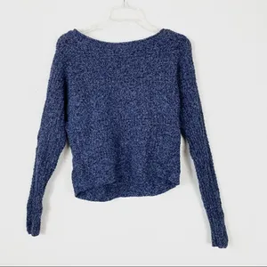 Abercrombie Navy Wide Neck Knit Sweater thumbnail 4