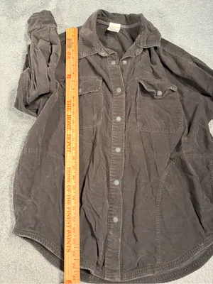 Aerie offline Corduroy Button-Up Shirt Jacket in Charcoal small thumbnail 6
