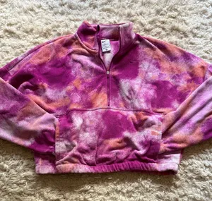 Nike Tie-Dye Half-Zip Fleece Pullover Sweater - Pink thumbnail 1