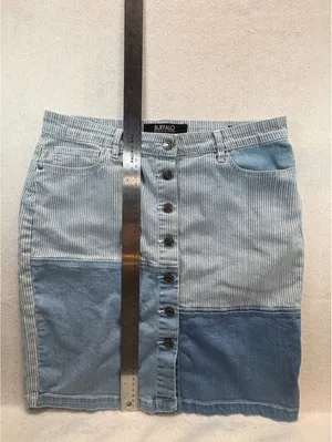 Buffalo David Bitton Catherine Stretch Denim Skirt Striped Button Front 16 Waist thumbnail 7