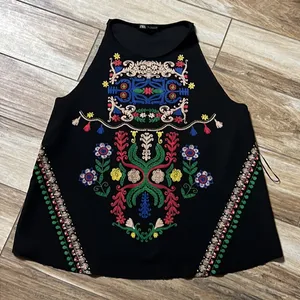 Zara black patterned tank thumbnail 3