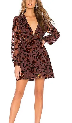 NWT ASTR The Label Vivian Burnout Floral Velvet Mini Dress Size Medium NEW thumbnail 1