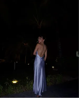 Zara dress wedding maxi slip midi satin effect baby blue party date coctail thumbnail 6