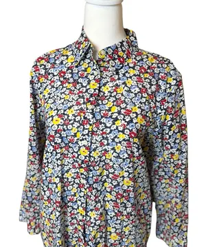 Lauren Ralph Lauren‎ Ditzy Micro Colorful Floral Button Down Shirt Large Office thumbnail 1