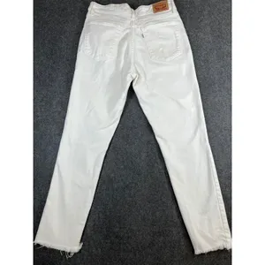 Levis 721 High Rise Skinny Ankle Jeans White‎ Distressed Raw Hem Size 30 thumbnail 6