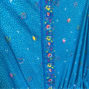 Vintage Cora’s Closet Floral Turquoise Long Sleeve Square Neck Dress Sm Petite thumbnail 3