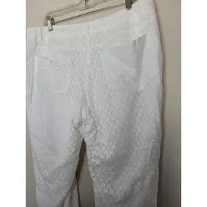 Elaine Kim White Eyelet Lace Trouser Pants English Countryside Equestrian Large thumbnail 10