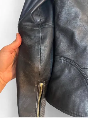 River Island Black leather biker jacket with gold zippers #biker #leatherjacket thumbnail 4