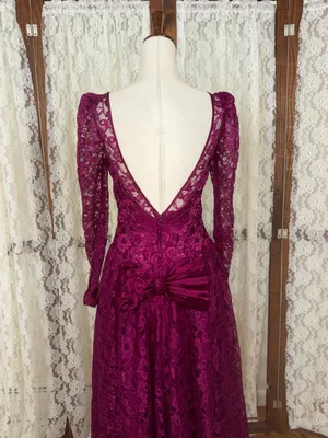 Gorgeous Vintage 1980s Dance Allure Lace Formal Dress thumbnail 7