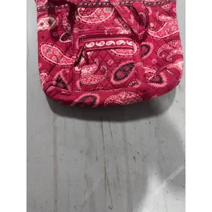 Vera Bradley Red Pink Paisley Quilted Cotton Zip Top Tote Shoulder Bag thumbnail 5