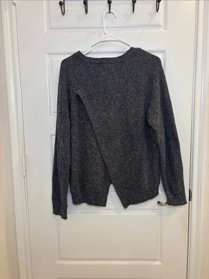 Madewell Gray Marled Knit Split Hem Pullover Sweater L thumbnail 3