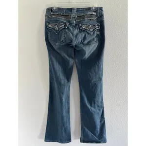 Miss Me Jeans‎ Women 39 Medium Wash Denim Low Rise Boot Bling Embellished Y2K thumbnail 3